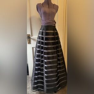 Xscape Long Striped Black Skirt Size 4, Great condition
